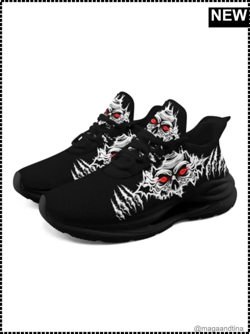 Skull Graphic Running Shoes Lightweight Cushioned Non Slip Breathable Mesh